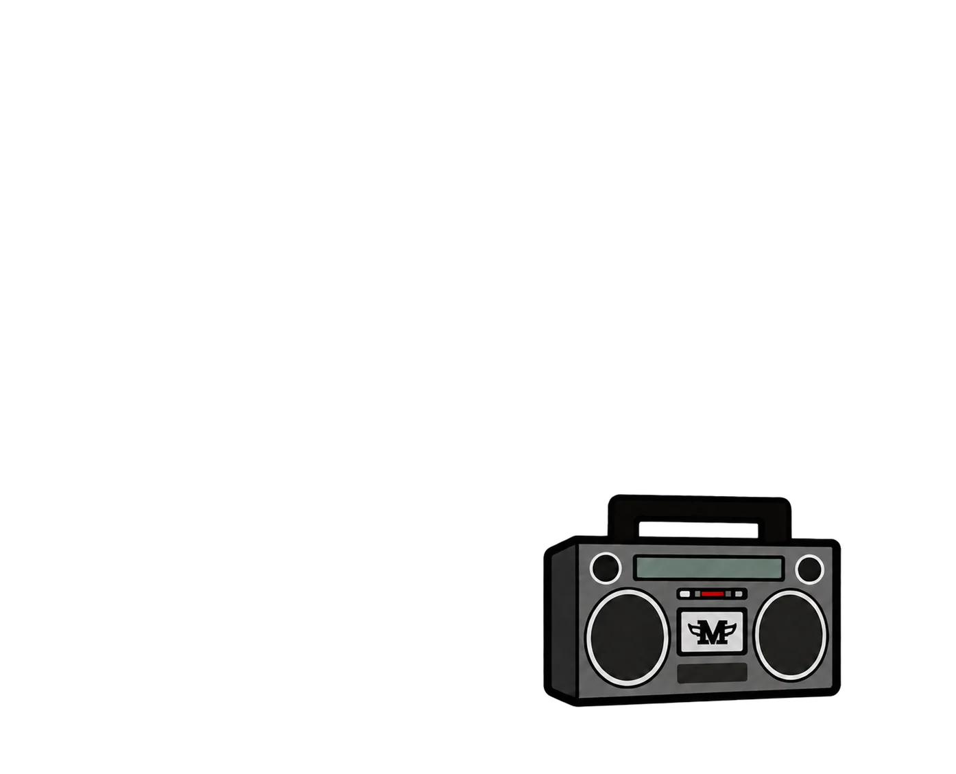 MONS boombox beside the mascot